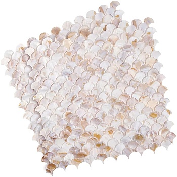 2Pcs Shell Cabochons Sheets, Fish Scale Mosaic Pieces, Mosaic Tiles for Arts DIY Crafts, PeachPuff, 315x310x2mm