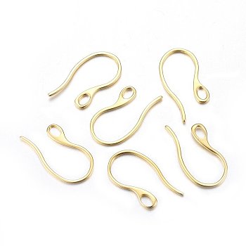 304 Stainless Steel Earring Hooks, with Horizontal Loop, Golden, 22x11.5x1mm, Hole: 3x2mm, 21 Gauge, Pin: 0.7~1mm