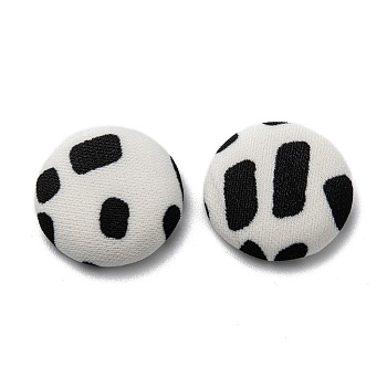 Cotton Cloth Cabochons, with Aluminum, Half Round, Black & White, Mixed Color, 19.5x5.5mm