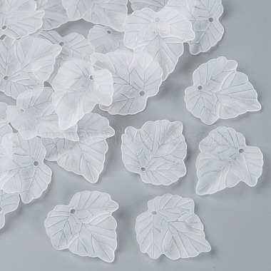 24mm White Leaf Acrylic Pendants