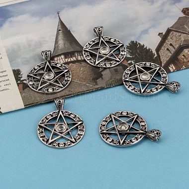 Antique Silver Star Stainless Steel+Other Material Pendants