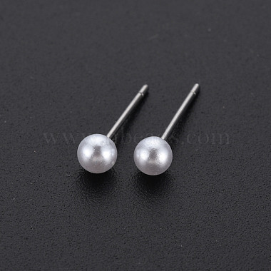 Silver Round Plastic Stud Earrings