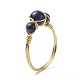 Natural Lapis Lazuli Round Braided Beaded Finger Ring(RJEW-JR00550-03)-1