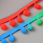 Rainbow Color Nylon Cotton Pom Pom Trim Ball Fringe Lace Trim Ribbon, Colorful, 3/8~1 inch(10~25mm)(OCOR-WH0082-338-2)