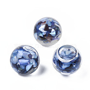 Transparent Acrylic Cabochons, with Shell, Round, Prussian Blue, 12x11mm(TACR-N006-78C)