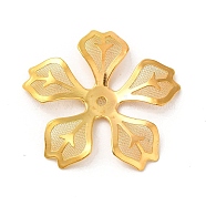 Brass Bead Cap, with Iron Finding, Etched Metal Embellishments, Flower, Golden, 32x33.5x4mm, Hole: 2mm(KKC-A001-04G)