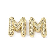 Brass Micro Pave Clear Cubic Zirconia Pendants, Letter M, 26.5x23.5x6mm, hole: 3.5x2mm(KK-Z041-01G-M)