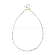 Natural Rutilated Quartz Beaded Necklaces, with Golden Plated Brass Chain Extender and Spring Ring Clasps, Golden, 17.32~17.52 inch(44~44.5cm)(NJEW-JN02990-05)