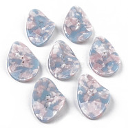 2-Hole Cellulose Acetate(Resin) Buttons, Twist, Sky Blue, 44x26x4mm, Hole: 1.6mm(BUTT-S026-010A-03)
