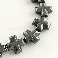 Non-magnetic Synthetic Hematite Bead Strands, Cross, Black, 10x10x4mm, Hole: 1mm, about 40pcs/strand, 15.7 inch(G-R260-17)