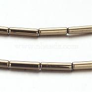 Electroplate Non-magnetic Synthetic Hematite Bead Strands, Tube, Antique Bronze Plated, 8x2mm, Hole: 1mm, about 51pcs/strand, 15.7 inch(G-F300-37B-06)