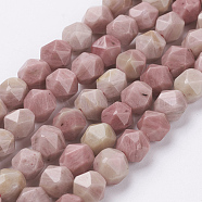 Natural Rhodonite Beads Strands, Faceted, Round, 6x5mm, Hole: 0.8mm, about 68pcs/strand, 15.3 inch(39cm)(G-J376-64-6mm)