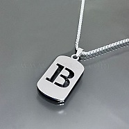 Titanium Steel Box Chain Necklaces, Rectangle with Letter B Pendant Necklaces (YT2090-2)