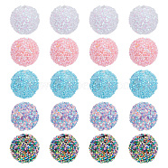20Pcs 5 Colors Acrylic Beads, Glitter Beads,with Sequins/Paillette, Round, Mixed Color, 19.5~20x19mm, Hole: 2.5mm, 4pcs/color(SACR-AR0001-17)