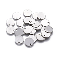 304 Stainless Steel Charms, Stamping Blank Tag, Flat Round, Stainless Steel Color, 13x1mm, Hole: 1.4mm(STAS-L234-081D)