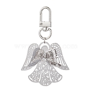Brass Pendant Decorations, with Alloy Swivel Clasps, Platinum, Angel & Fairy, 87mm(HJEW-JM01761-03)