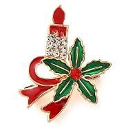 Christmas Theme Enamel Pins, Golden Alloy Rhinestones Brooches for Backpack Clothes, 36x29mm(JEWB-U007-01E)