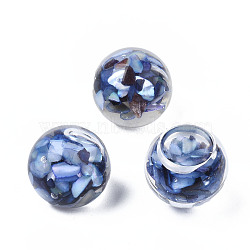 Transparent Acrylic Cabochons, with Shell, Round, Prussian Blue, 12x11mm(TACR-N006-78C)