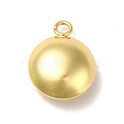 Rack Plating Brass Pendants, Long-Lasting Plated, Cadmium Free & Lead Free, Flat Round, Real 18K Gold Plated, 20x15.5x7mm, Hole: 2.5mm(KK-K269-04G-RS)