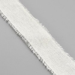 5 Yards Cotton Linen Raw Edge Ribbons, Frayed Ribbon for Handmade DIY Hair Gift Accessories, Clothing Decor, White, 1-1/8 inch(27mm)(OCOR-WH0088-52A-01)