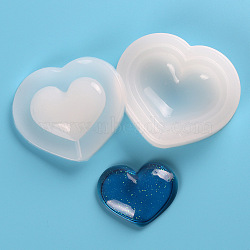 Shaker Mold, DIY Quicksand Jewelry Silicone Molds, Resin Casting Molds, For UV Resin, Epoxy Resin Jewelry Making, Heart, White, 55x65mm, 2pcs/set(DIY-E004-06)