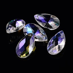 Faceted Teardrop Glass Pendants, AB Color, Colorful, 22x13x7mm, Hole: 1mm(X-GLAA-O008-B02)