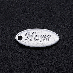 201 Stainless Steel Pendants, Horse Eye with Hope, Stainless Steel Color, 15x7x1mm, Hole: 1.4mm(STAS-S105-T801)