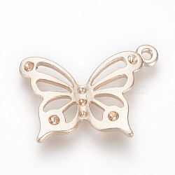 Tibetan Style Alloy Pendant Rhinestone Settings, Butterfly, Rose Gold, Fit for 1~1.5mm rhinestone, 22x30x3mm, Hole: 2mm(X-TIBE-S307-12RG)
