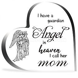 Heart-shaped with Word Acrylic Ornaments, Home Decorations, Angel & Fairy Pattern, 99x10x99mm(DJEW-WH0241-008)