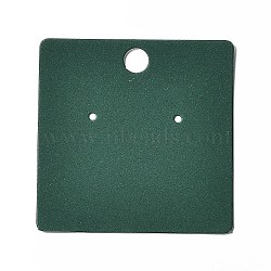 Paper Jewelry Display Cards, for Earrings Storage, Dark Green, Square, 6.4x6.4x0.05cm, Hole: 8mm and 1.6mm(CDIS-M006-07E)