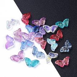 Electroplate Transparent Glass Beads, Mixed Style, Butterfly, Mixed Color, 14.5x8x3.5mm, Hole: 0.8mm(X-EGLA-L027-E)