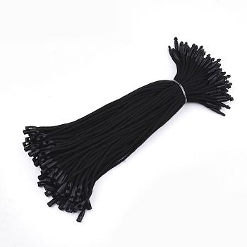 Cotton Cord with Seal Tag, Plastic Hang Tag Fasteners, Black, 205x2mm, Seal Tag: 15x3.5mm and 11x5x4mm, about 1000pcs/bag