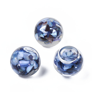 Transparent Acrylic Cabochons, with Shell, Round, Prussian Blue, 12x11mm