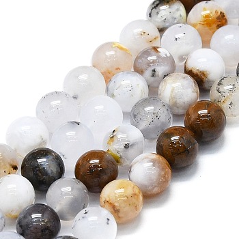 Natural White African Opal Beads Strands, Round, 10mm, Hole: 1mm, about 37~39pcs/strand,5.35''~15.75''(39~40cm)