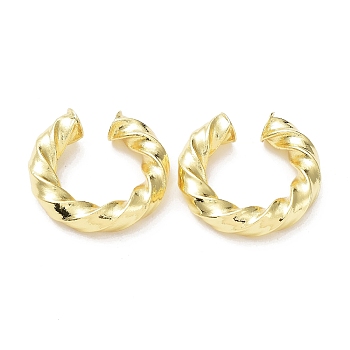 Rack Plating Brass Twist Rope Cuff Earrings for Women, Long-Lasting Plated, Lead Free & Cadmium Free, Real 18K Gold Plated, 30x7mm