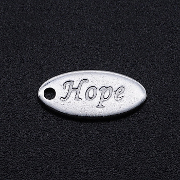 201 Stainless Steel Pendants, Horse Eye with Hope, Stainless Steel Color, 15x7x1mm, Hole: 1.4mm