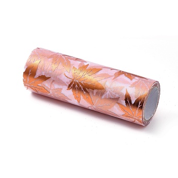 Autumn Theme Maple Leaf Deco Mesh Ribbons, Tulle Fabric, Tulle Roll Spool Fabric For Skirt Making, Dark Orange, 6 inch(15cm), about 10yards/roll(9.144m/roll)