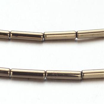 Electroplate Non-magnetic Synthetic Hematite Bead Strands, Tube, Antique Bronze Plated, 8x2mm, Hole: 1mm, about 51pcs/strand, 15.7 inch