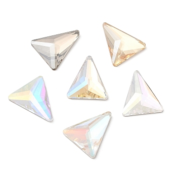 K5 Glass Rhinestone Cabochons, Flat Back & Back Plated, Faceted, Triangle, Mixed Color, 21x18x5mm