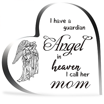 Heart-shaped with Word Acrylic Ornaments, Home Decorations, Angel & Fairy Pattern, 99x10x99mm