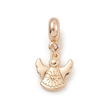 Alloy European Dangle Charms, with Acrylic Beads, Large Hole Pendants, Angel, Light Gold, 27mm, Hole: 4.5mm, Angel: 13.5x13x4mm