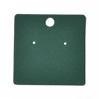 Paper Jewelry Display Cards, for Earrings Storage, Dark Green, Square, 6.4x6.4x0.05cm, Hole: 8mm and 1.6mm
