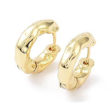 Rack Plating Brass Hoop Earrings, Cadmium Free & Lead Free, Real 18K Gold Plated, 17x18x5mm