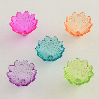 Transparent Acrylic Flower Bead Caps, More Petal, Mixed Color, 15.5x10mm, Hole: 1.8mm, about 1430pcs/500g