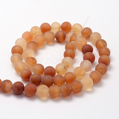 Frosted Natural Carnelian Beads Strands(X-G-F372-10mm)-2
