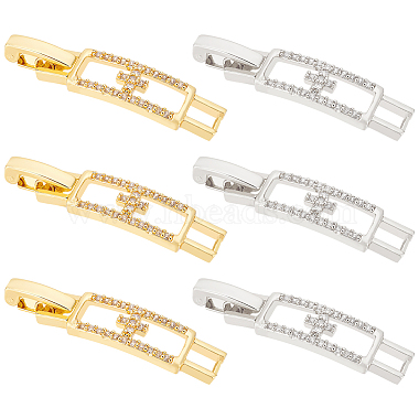 Platinum & Golden Clear Brass+Cubic Zirconia Watch Band Clasps