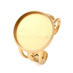 304 Stainless Steel Cuff Ring Components, Pad Ring Settings Ion Plating(IP), Round, Golden, Tray: 16mm, Inner Diameter: 19mm(X-STAS-V012-01D-G)
