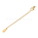 304 Stainless Steel Chain Extender with Oval Charms Ion Plating(IP), Real 18K Gold Plated, 74mm(X-STAS-G383-07G)
