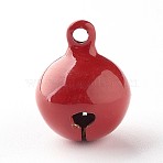 Brass Bell Pendants, Red, 17.5x14mm, Hole: 2mm(X-KK-G281-A03)