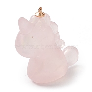 Acrylic Pendants, with Alloy Findings, Pearlized, Unicorn, Pink, 46.5x40x20mm, Hole: 2mm(TACR-P002-03B-01)